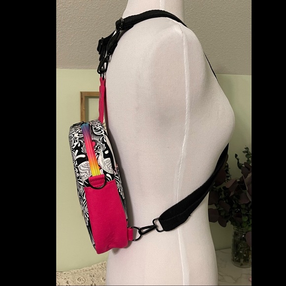 Colorful Peacock Rainbow Convertible Backpack Sling - Picture 7 of 15